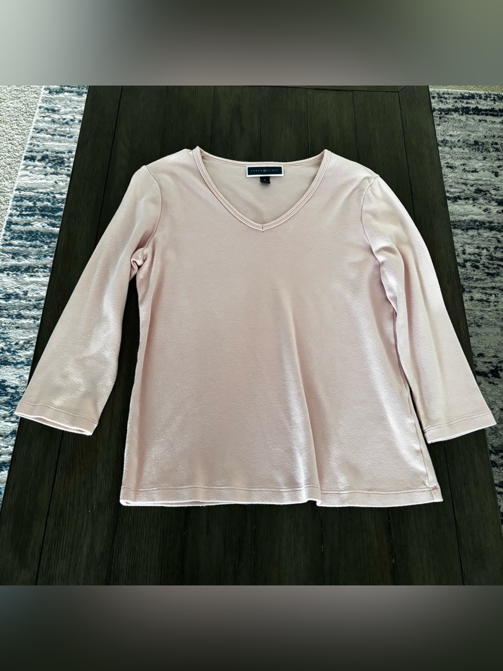 Karen Scott Soft Pink V-Neck Long Sleeve Top